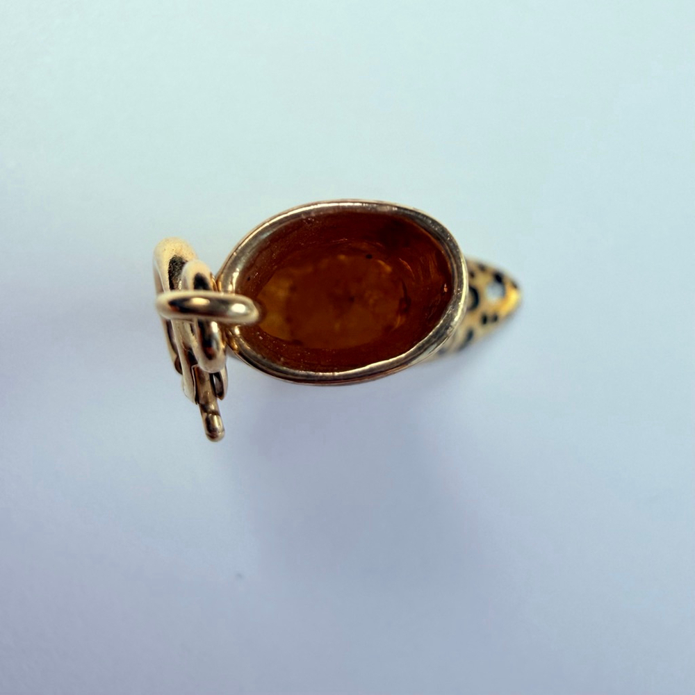 14K Solid Yellow Gold Stuller Enamel Leopard High Heel Shoe VTG Charm Pendant - Picture 8 of 9